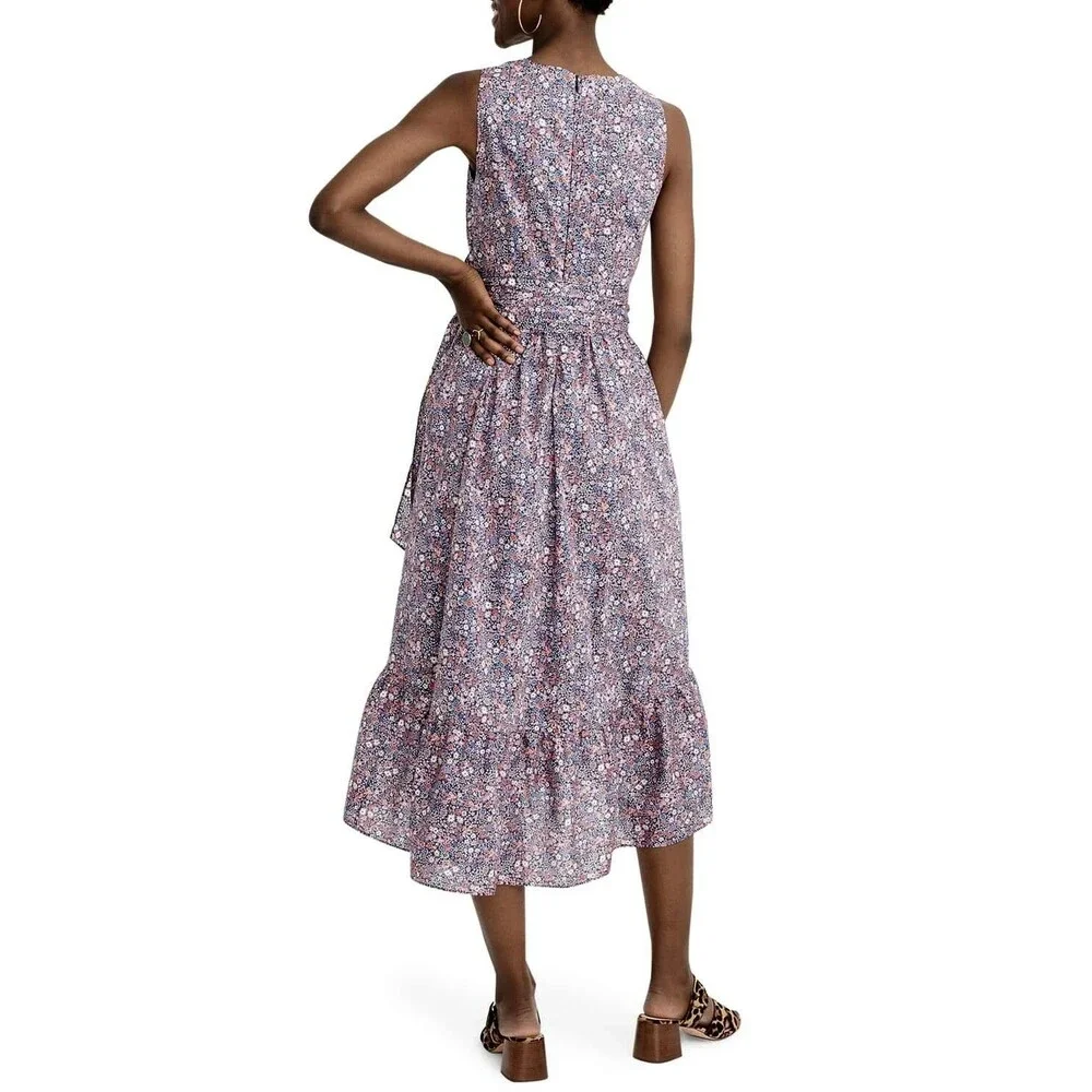 J.Crew Liberty of London Faux-Wrap Dress sz 4 Tiered Kayoko Ditsy Floral Hi-Low
